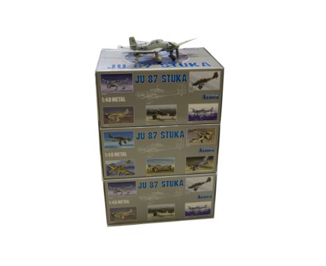 Armour Collection WWII Aircraft, a boxed trio of 1:48 scale German JU 87 Stukas, comprising 98108 Stuka D, 98096 Stuka B and 