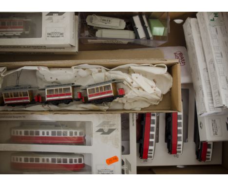 A Collection of Vienna 'Wiener Linien' and Related Trams, two Wiener Stadtbahn Fahrzeuge 3-car sets (1 boxed), each with moto