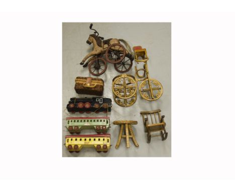 Collection  of 1940s-1970s Toys, including large Brio Locomotive and Coaches, Dolls House Furniture, large scale Dolls Prams,