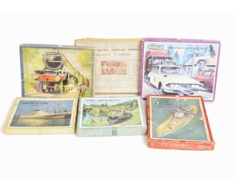 Collection of Transport related Victory wooden Jigsaws, Windsor Castle, 'Union Castle Liner', 'British Battleship', 'Pullman 