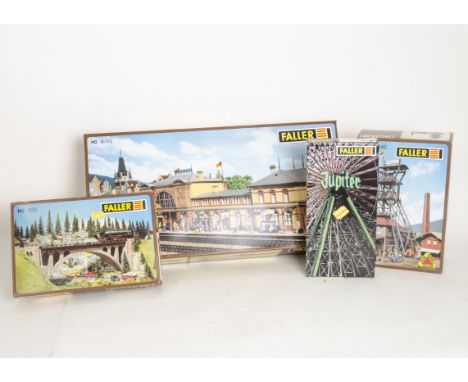 Unmade HO Scale Kit Buildings by Faller,  later issues in brown boxes, including 1995 exclusive 990, station B-113, Gasworks 