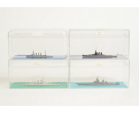 Small scale 1:2400 or similar Naval Waterline Models by unknown makers,  HMS 'Good Hope', HMS 'Tiger', HMS  Repulse' and USS 