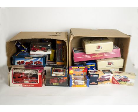 Vintage and Modern Fire Engines and Associated Vehicles, a boxed collection in various scales, examples by Corgi including, C