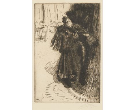 Anders Zorn (Swedish, 1860-1920). Etching on paper titled "Effet de Nuit III," alternatively titled "Natteffekt," depicting a