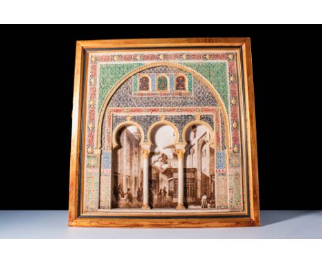 Ca. 18th - 19th century AD .An architectural model depicting a facade with a triple mihrab and three windows above, decorated