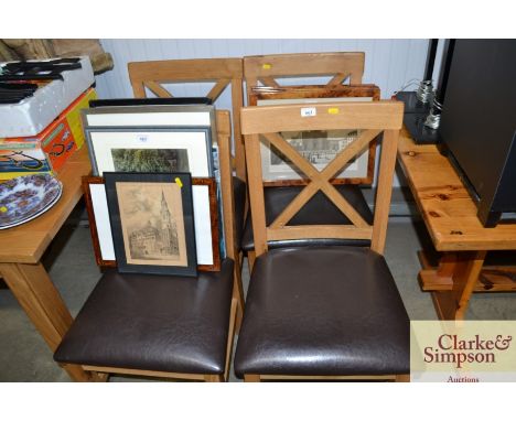 Four light wood kitchen dining chairs