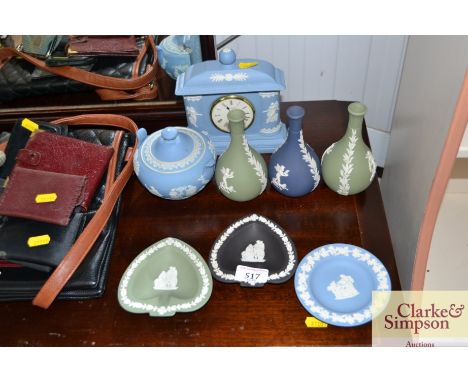 A quantity of Wedgewood jasperware to include a clock