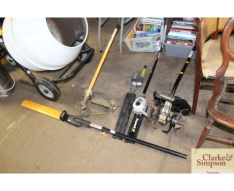 Various multi tool attachments to include hedge cutter, rotavator, strimmer and chainsaw