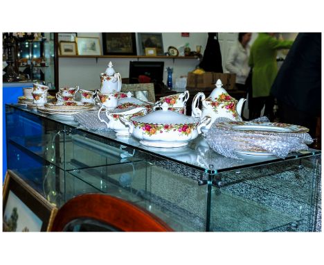 Royal Albert Old Country Rose ( 60 ) Piece Tea and Dinner Service. Comprises 1 Large Teapot, 1 Large Coffee Pot, 6 Large Dinn