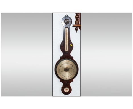 Late Georgian Mahogany Mercurial Barometer with a silver engraved dial, with an unusual round top engraved with makers J.Ponc