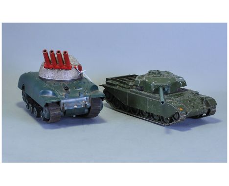 Two Metal/Plastic Toy Tanks one vintage XK491 Tank made by Minic Toys England Triang. The other by Britons Toys.