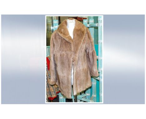 Ladies Light Brown Musquash Coat, fully lined, Hook & Loop Fastening. A.F