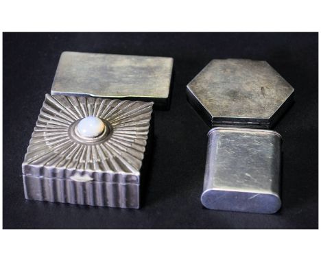 Collection Of 3 Silver Pill Boxes, All Hinged And Hallmarked, One Set With An Opal + 1 Other (4)