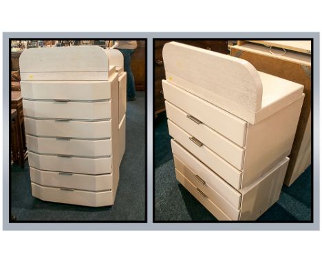 Moser German Designer Art Modern Pair of Bedside Cabinets. Together with a matching chest of drawers and mirror in limed oak.