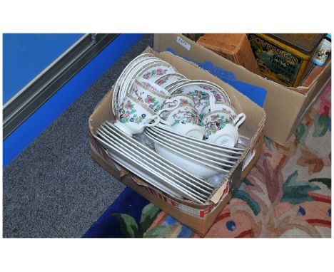Fine Bone China Indian Tree Part Dinner Service comprising tea cups, plates etc.