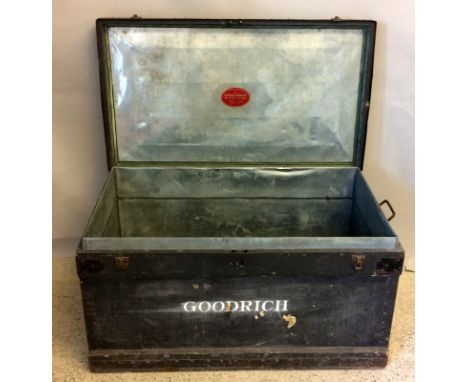 Marshall ships wooden travel trunk with lead lining both air and water tight