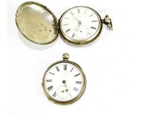 2 silver pocket watches from a local retired watch repairer including a full hunter fusee pocket watch