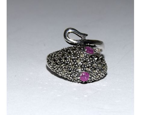 a silver and marcasite snake ring
