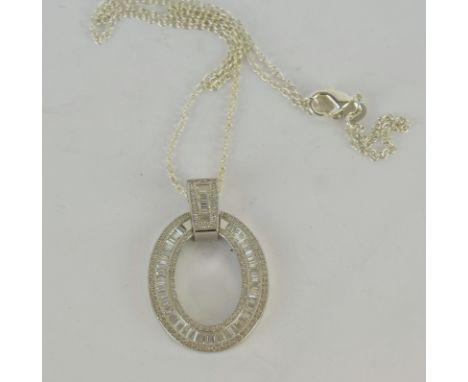 a  large Cz and silver pendant necklace on silver chain