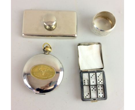 Silver and silver plate items to include a silver h/m napkin ring