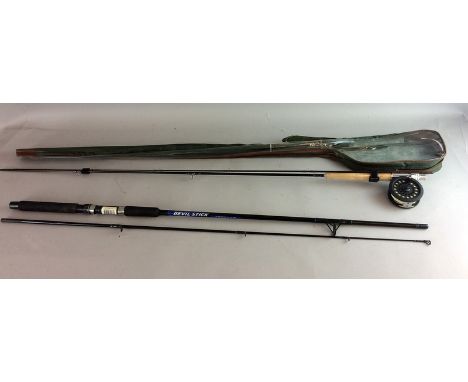 Fly section rod and reel ,together with a Pen Devil stick spinning rod