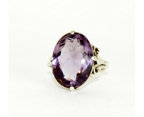 Antique art nouveau Liberty's h/m  silver and amethyst ring size L