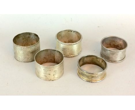 5 mix silver table napkin rings