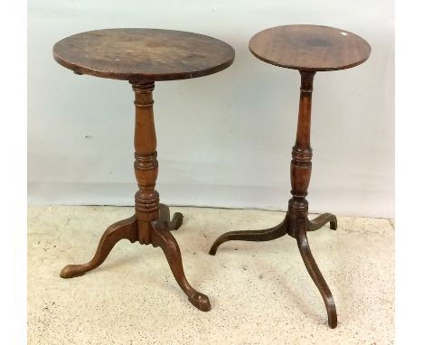 Pair of Georgian side or lamp tables on tripod feet ,one is a tip top table 68cm tall x 48cm diameter