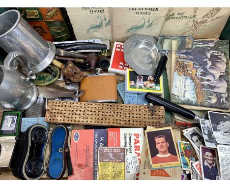 AN INTERESTING SELECTION OF COLLECTABLES to include cigarette card albums with contents, various playing cards, smoking acces