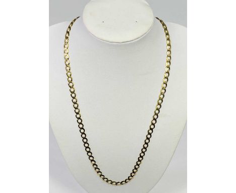 9CT GOLD FLAT CURB LINK NECK CHAIN - 13.5grms