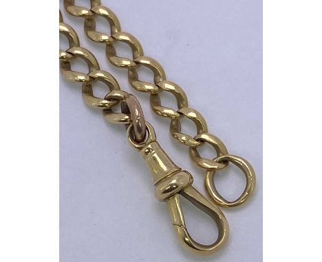 18CT GOLD NECK CHAIN - of flat curb links with swivel clip, 40cms L, 37grms