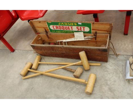 A BELIEVED COMPLETE JAQUES OF LONDON CROQUET SET 