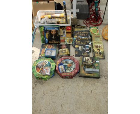 A LARGE ASSORTMENT OF CHILDRENS TOYS TO INCLUDE LORD OF THE RINGS ACTION FIGURES ETC 
