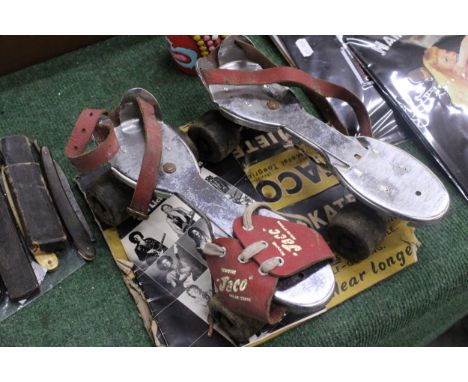 A VINTAGE PAIR OF 'JACO' ROLLER SKATES WITH BOX 