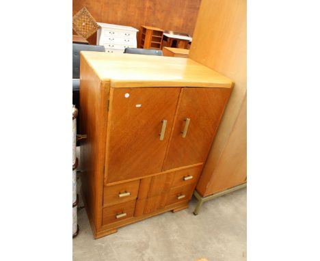 AN ART DECO OAK TALL BOY, 30" WIDE