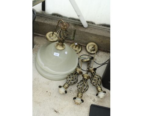FOUR DECORATIVE CEILING LIGHT FITTINGS AND SHADES 