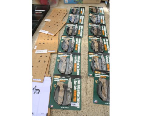 SIX NEW AND PACKAGED ACCUSHARP CAMMO KNIFE AND TOOL SHARPENER COMBO KITS 