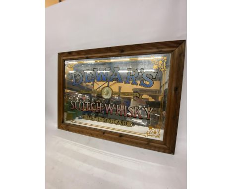 A DEWARS SCOTCH WHISKY ADVERTISING MIRROR 71CM X 94CM 