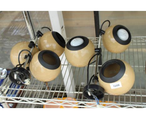 A PAIR OF RETRO THREE BRANCH LIGHT FITTINGS 