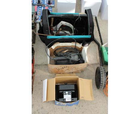 AN ASSORTMENT OF ITEMS TO INCLUDE A SPOT LIGHT, AN ELECTRIC WOOD PLANE AND A BARCE DRILL ETC