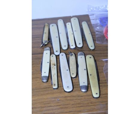 TWELVE BONE HANDLED VINTAGE PENKNIVES 