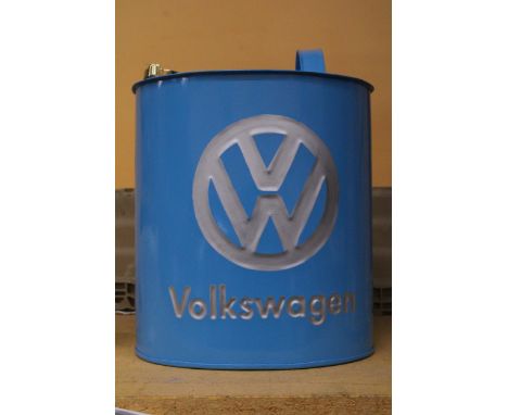 A LIGHT BLUE VW PETROL CAN 
