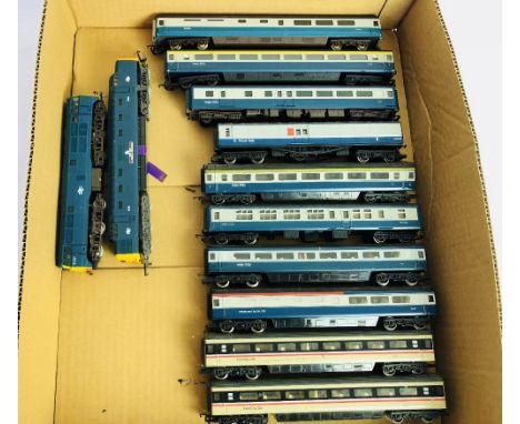 Hornby and Lima OO gauge assorted BR Blue diesel locomotives and coaches all unboxed