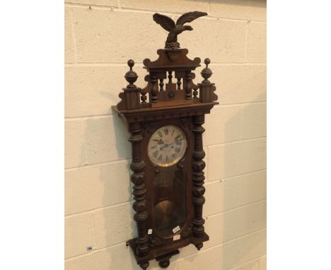 Large Vienna style wall clock with Eagle finial