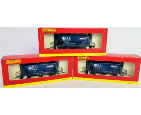 Hornby OO gauge rake of three ECC quarries hopper wagons all boxed