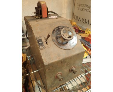 Early Basset Lowke model railway controller   CONDITION REPORT:  23 x 21 x 23 cmElectric plug not tested Metal plaque on top 
