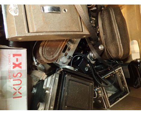 Box of vintage cameras 