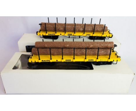 Bachmann G scale garden railway pair of log carrier wagons boxed