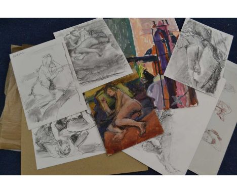 Assorted works on paper, predominately Spain and France, dated 2014, pastels, charcoal and crayon