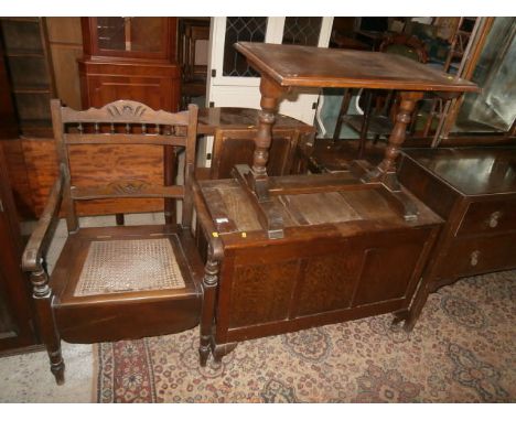 coffee table, bedding box and commode